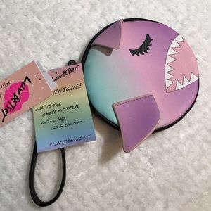 LUV Betsey Johnson ombré rainbow shark coin purse